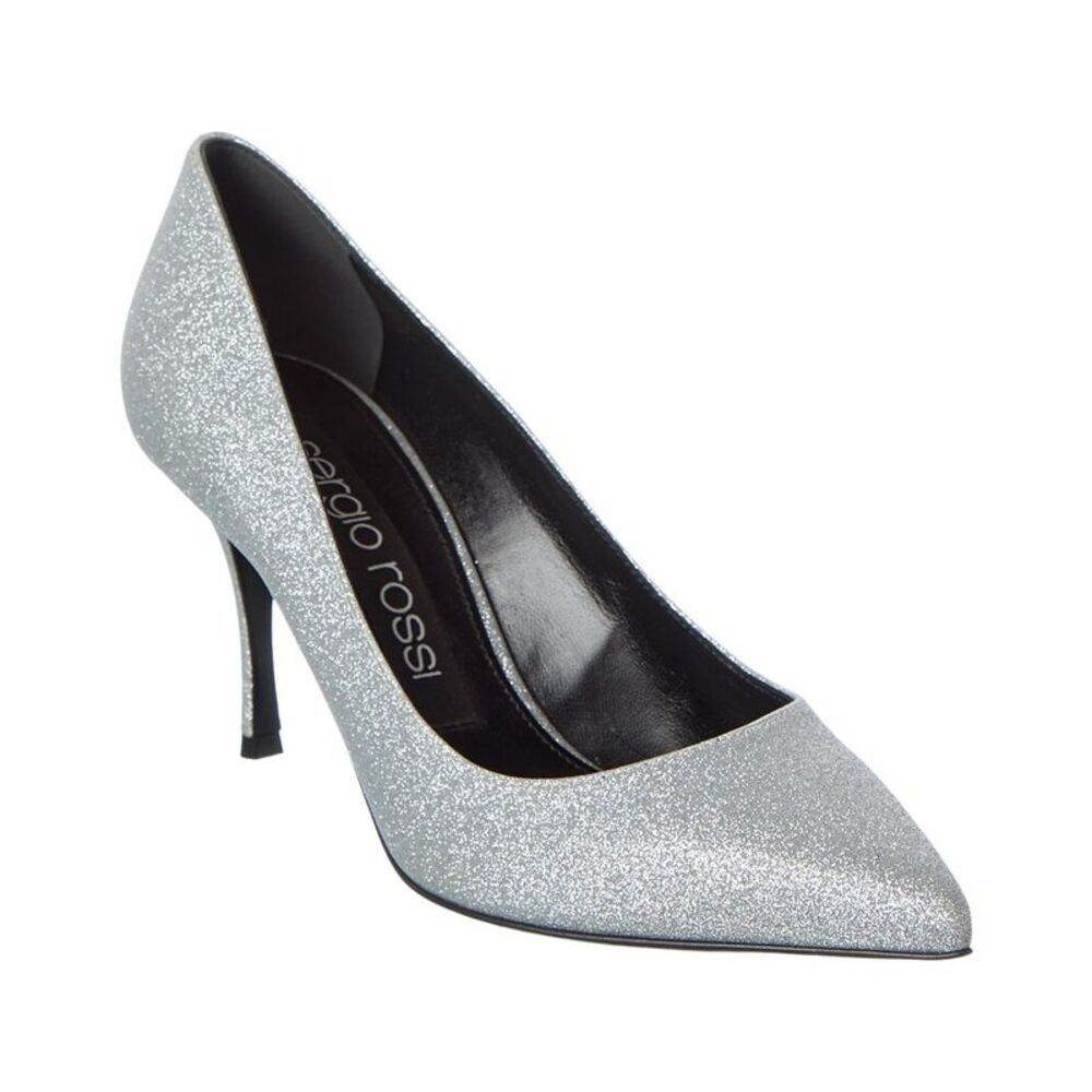 Sergio Rossi Godiva 75 Glitter Pump, Silver